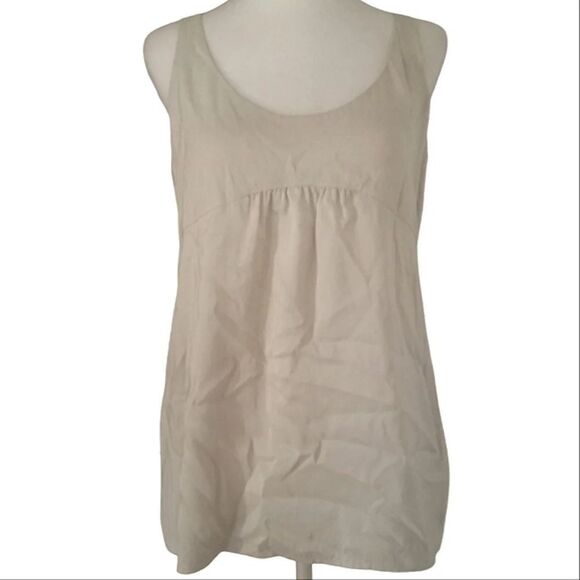 Eileen Fisher Ivory Sleeveless Relaxed Fit 100% Silk Blouse Pockets Size XS - Picture 2 of 8